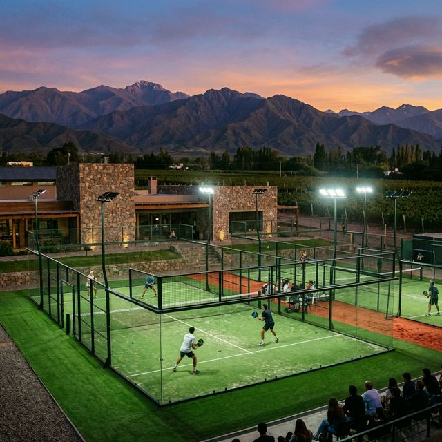 Cancha de pádel instalada en Mendoza - Complejo deportivo con 2 canchas full panorámica